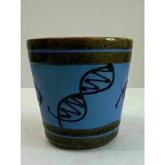 Vintage Planter Ceramic Blue with Black Design Beautifully Glazed Excellent Cond - Picture 1 of 8